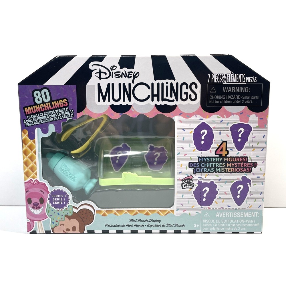 Disney Munchlings Mini Munch Green‎ Display SERIES 1 w/Scented 4 Figures 7pc New